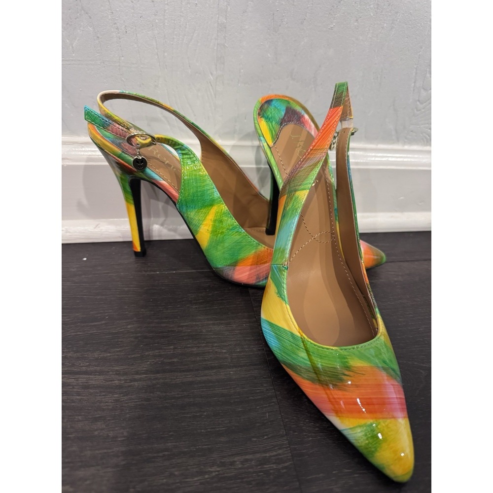 J. Renee Women's Slingback High Heel Size 8M Colorful Green Orange Yellow Shoes
